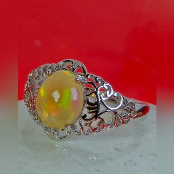 925 Sterling Silver Ring with Natural Chocolate Opal 0.8x1cm - Picture 11 of 13